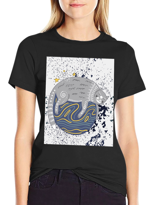Cosmic Cat Black Graphic Tee