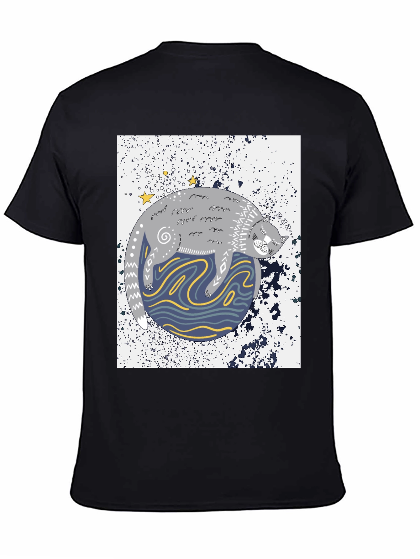Cosmic Cat Black Graphic Tee