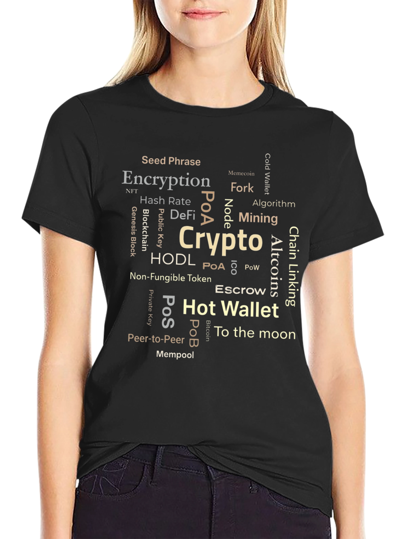 Crypto Word Cloud T-Shirt - Blockchain Bitcoin NFT