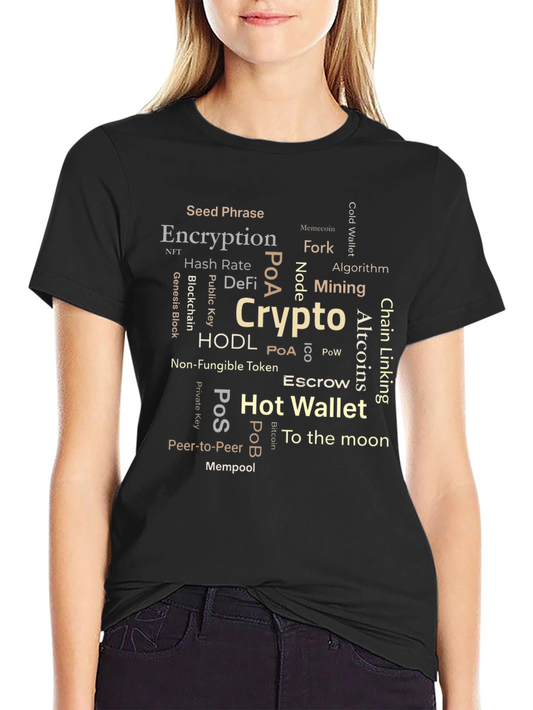 Crypto Word Cloud T-Shirt - Blockchain Bitcoin NFT