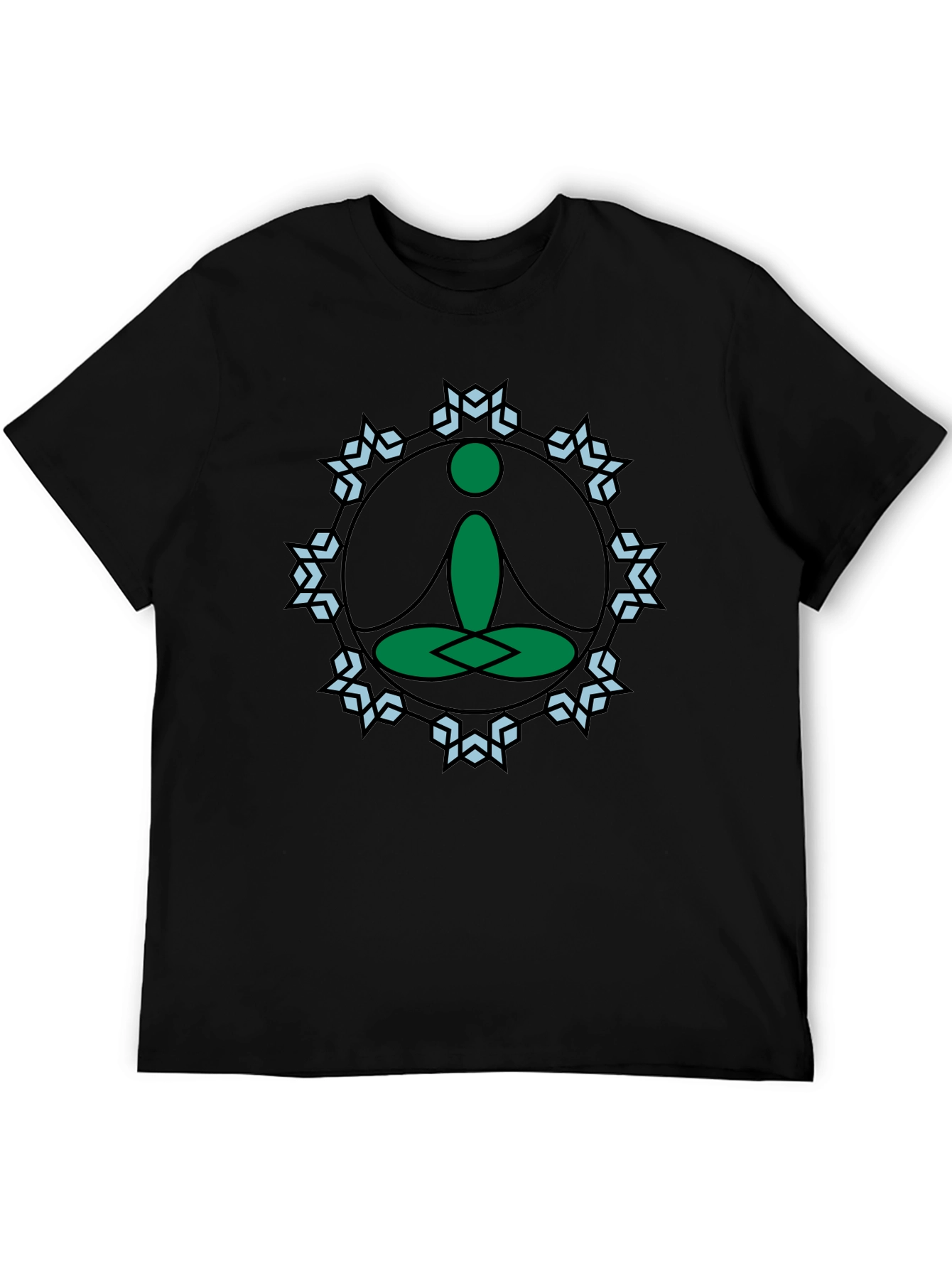 Meditate Tee: Green Lotus Position Graphic