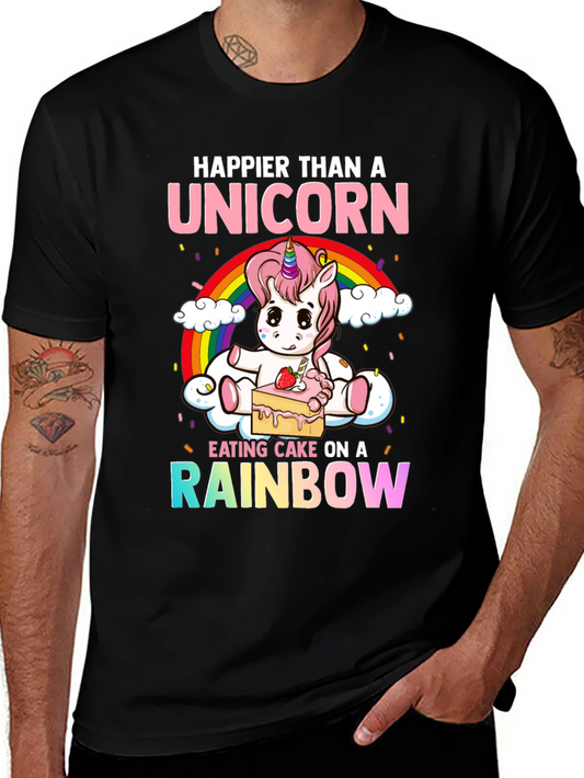 Happier Than A Unicorn Rainbow Cake T-Shirt