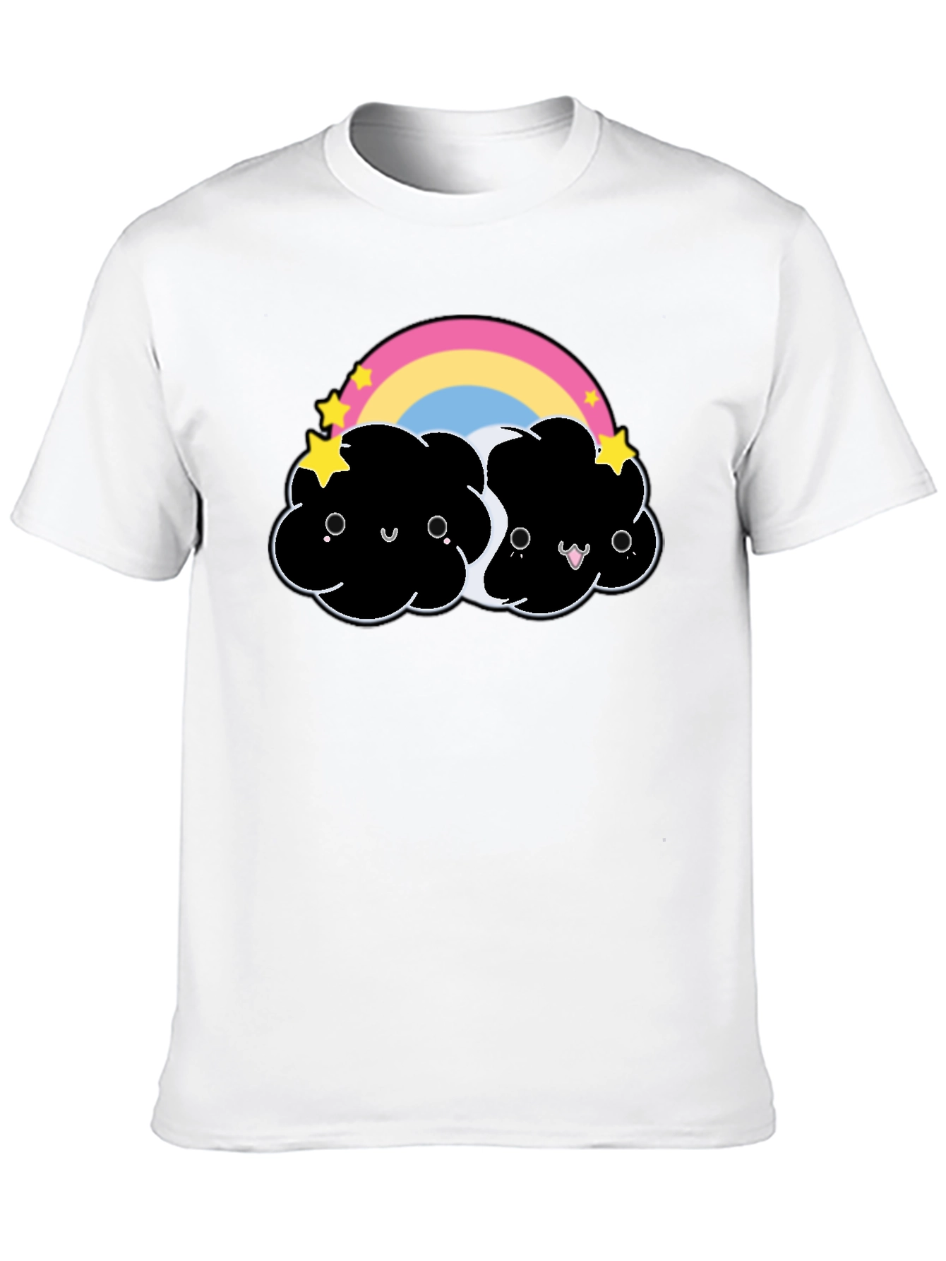 Cute Black Cloud T-Shirt with Rainbow