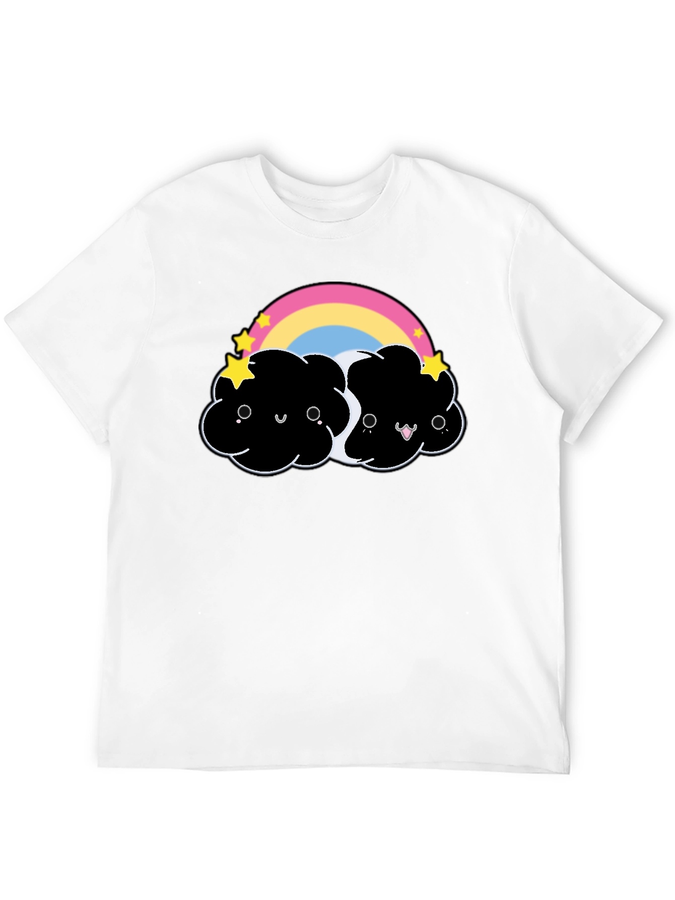 Cute Black Cloud T-Shirt with Rainbow