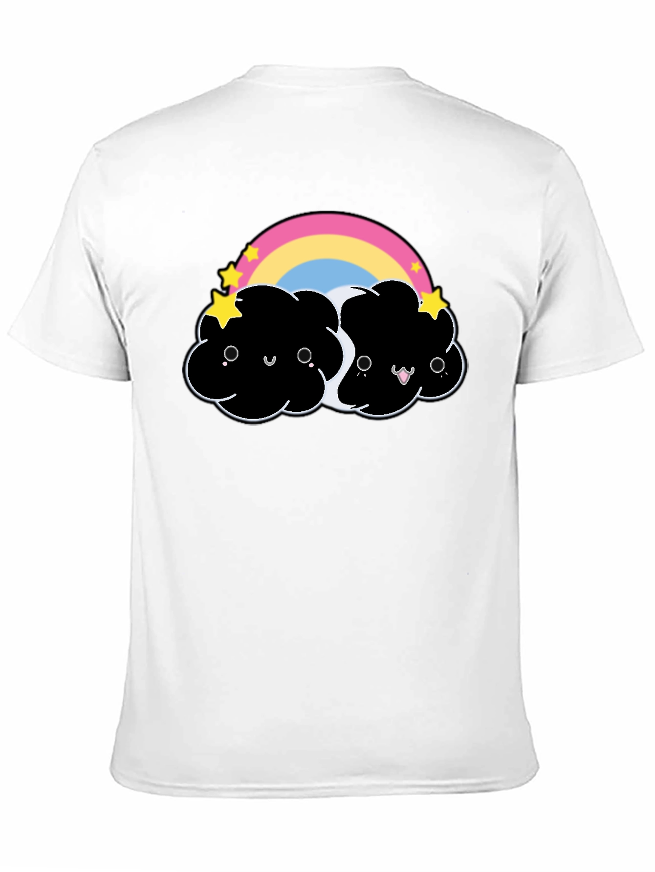 Cute Black Cloud T-Shirt with Rainbow