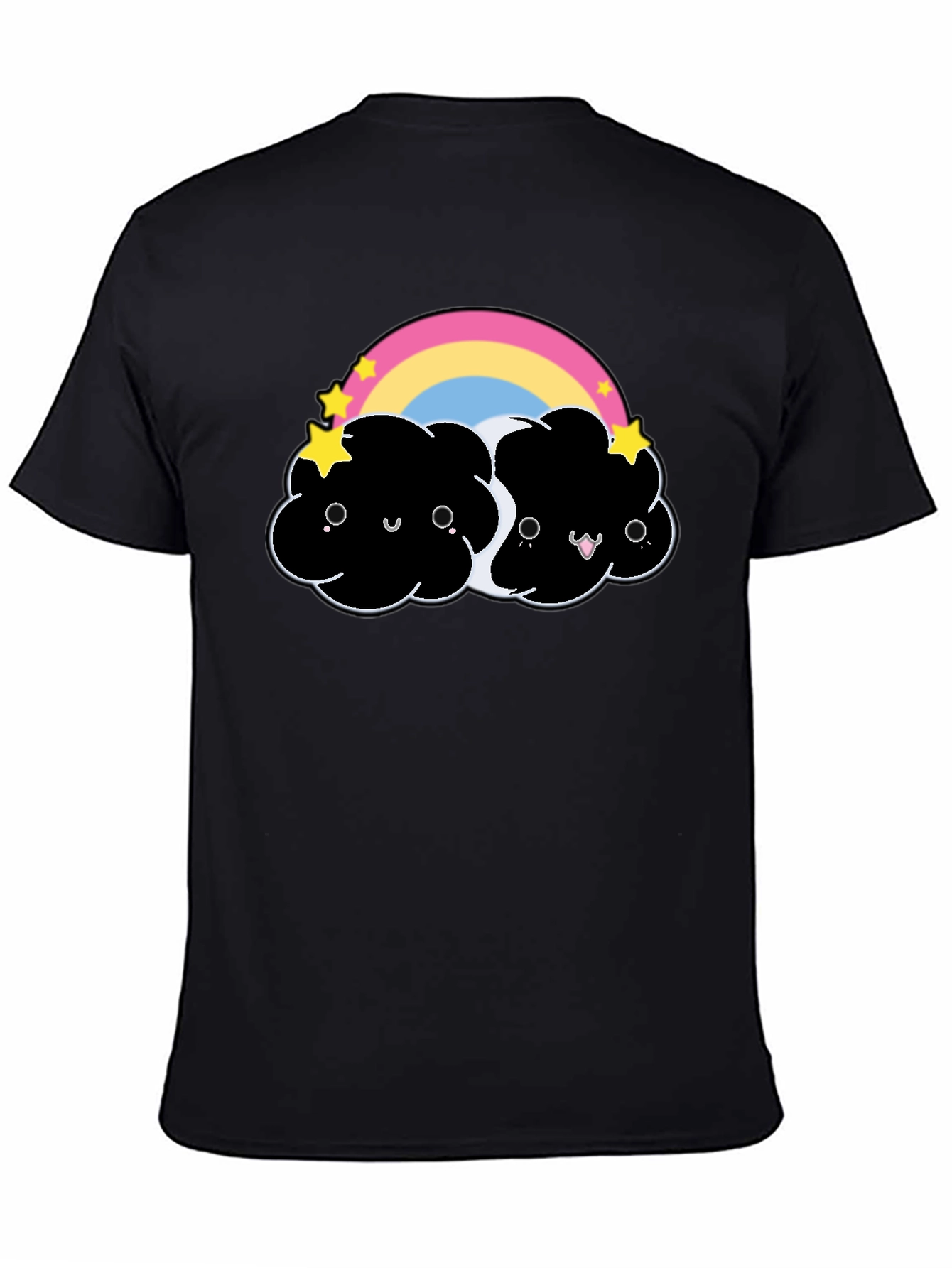 Cute Black Cloud T-Shirt with Rainbow