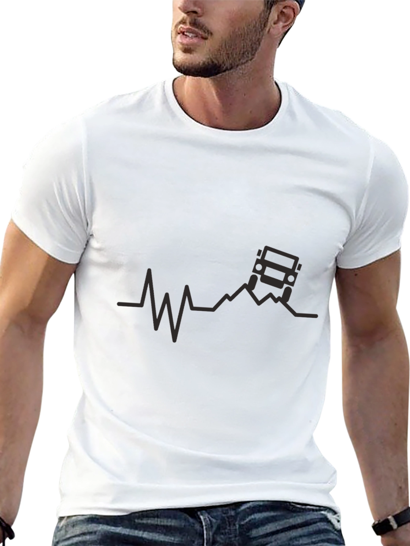 Off-Road Heartbeat T-Shirt - Black Graphic Tee