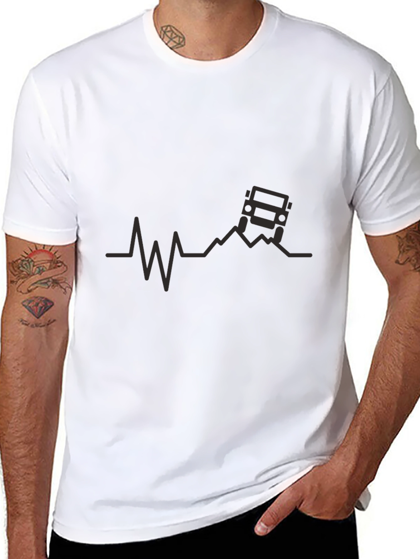 Off-Road Heartbeat T-Shirt - Black Graphic Tee