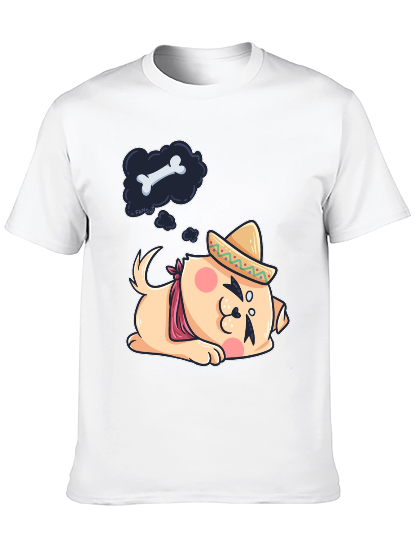 Cute Dog Sombrero Black T-Shirt