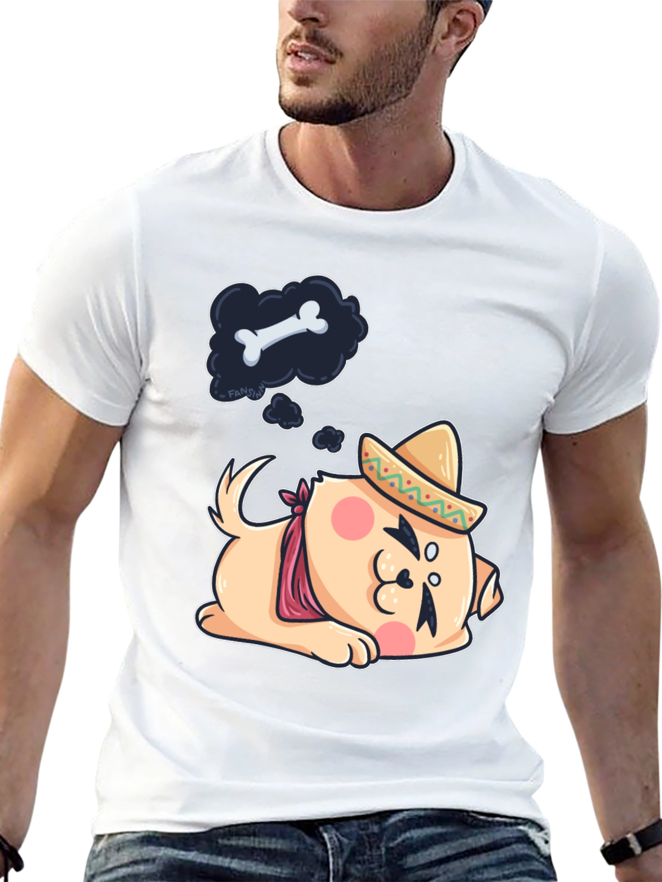 Cute Dog Sombrero Black T-Shirt
