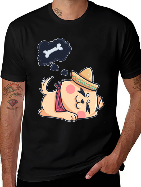 Cute Dog Sombrero Black T-Shirt