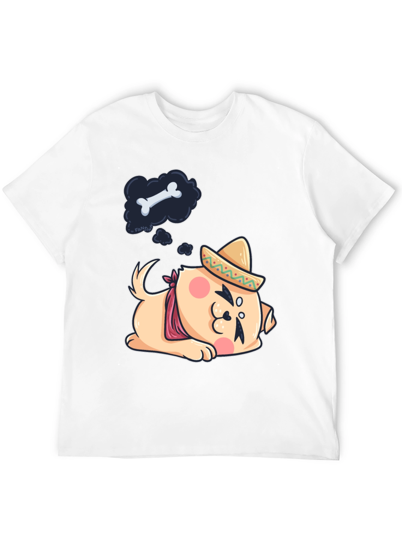 Cute Dog Sombrero Black T-Shirt