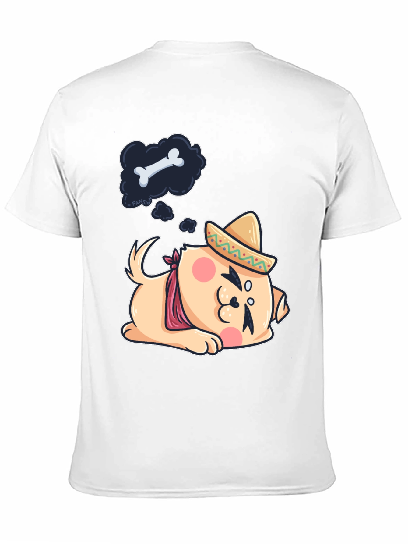 Cute Dog Sombrero Black T-Shirt
