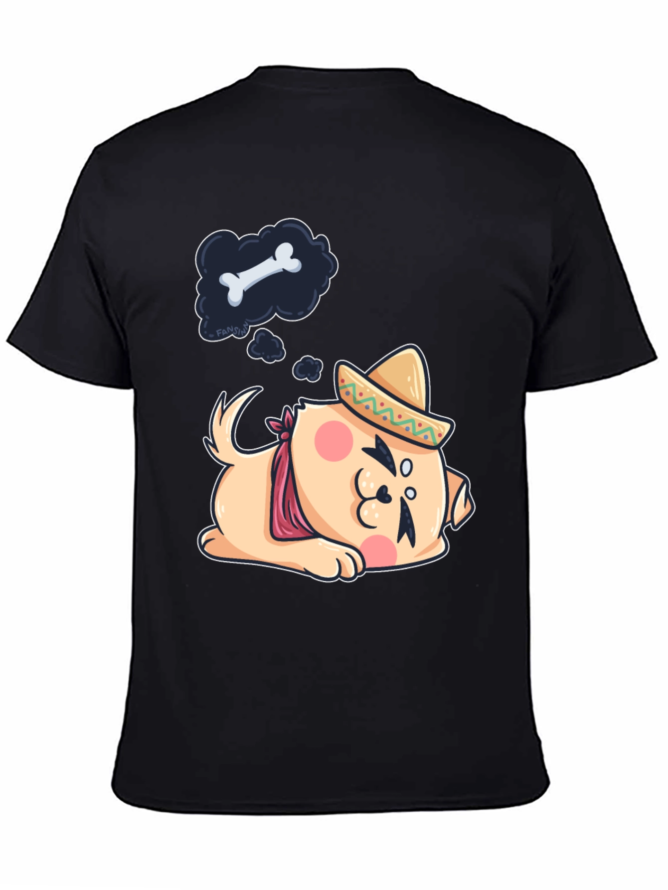 Cute Dog Sombrero Black T-Shirt