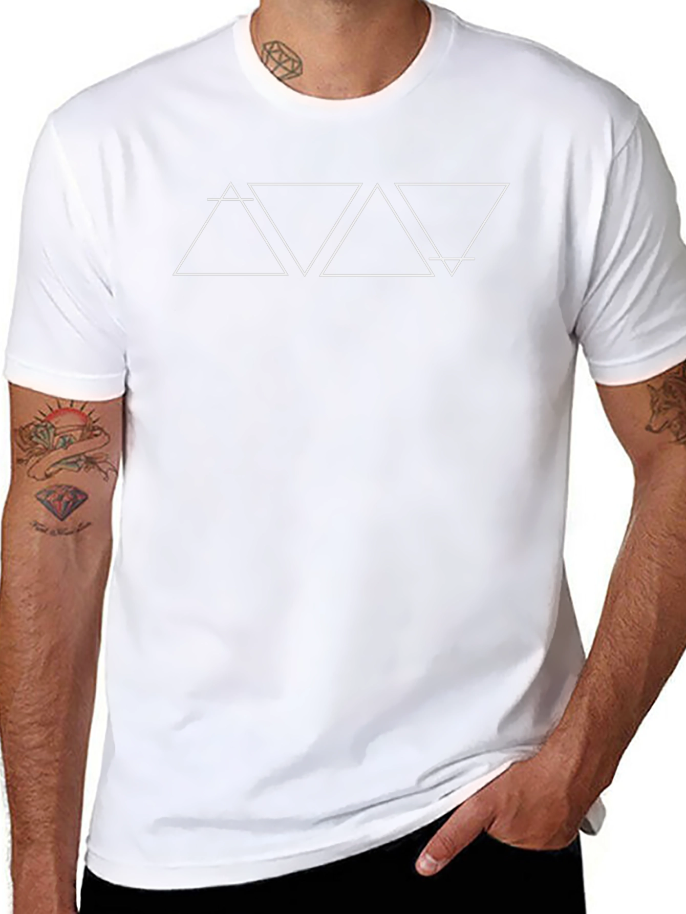 Geometric Triangle Graphic Black T-Shirt