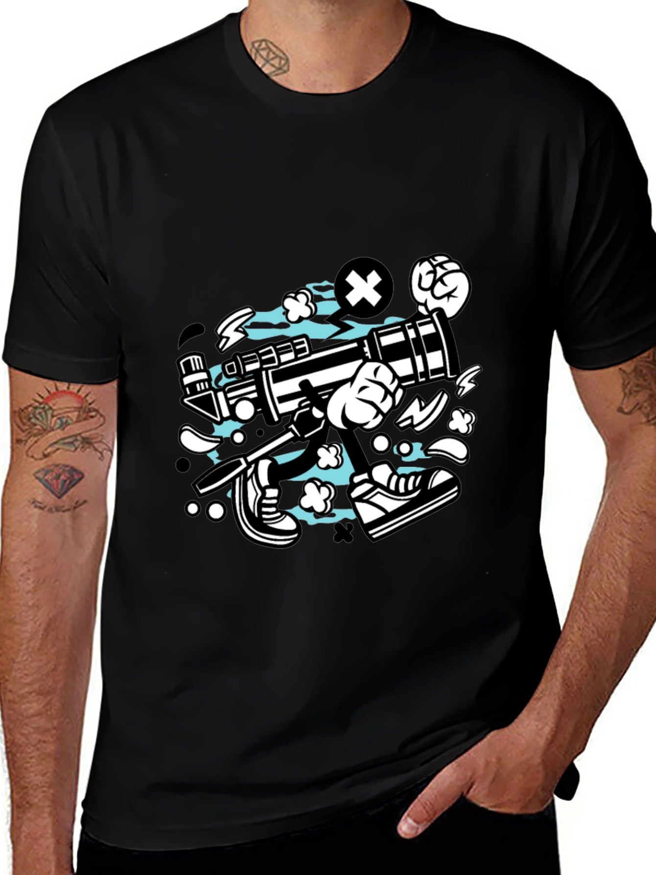 Cartoon Graphic Black T-Shirt