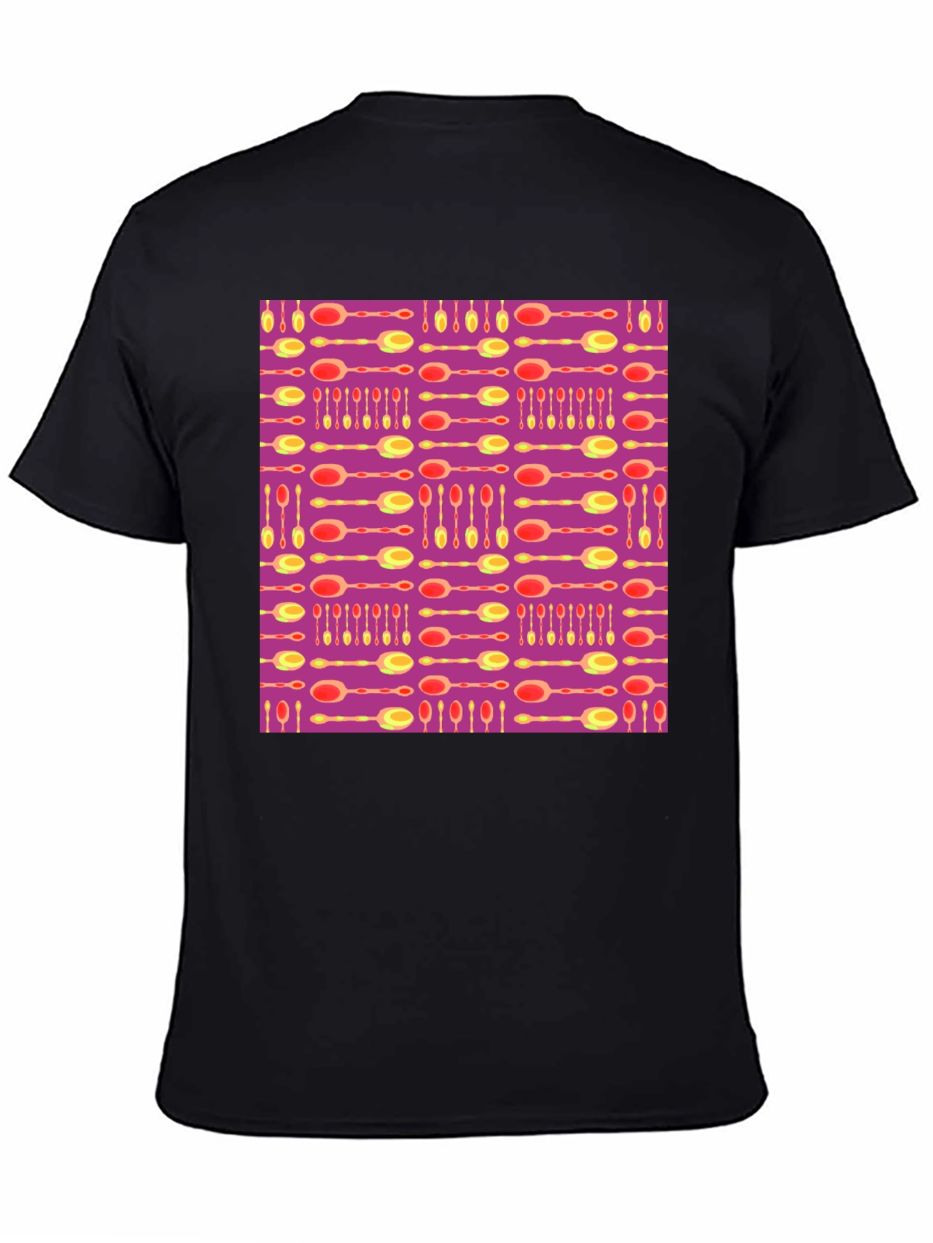 Funky Spoon Print Black T-Shirt