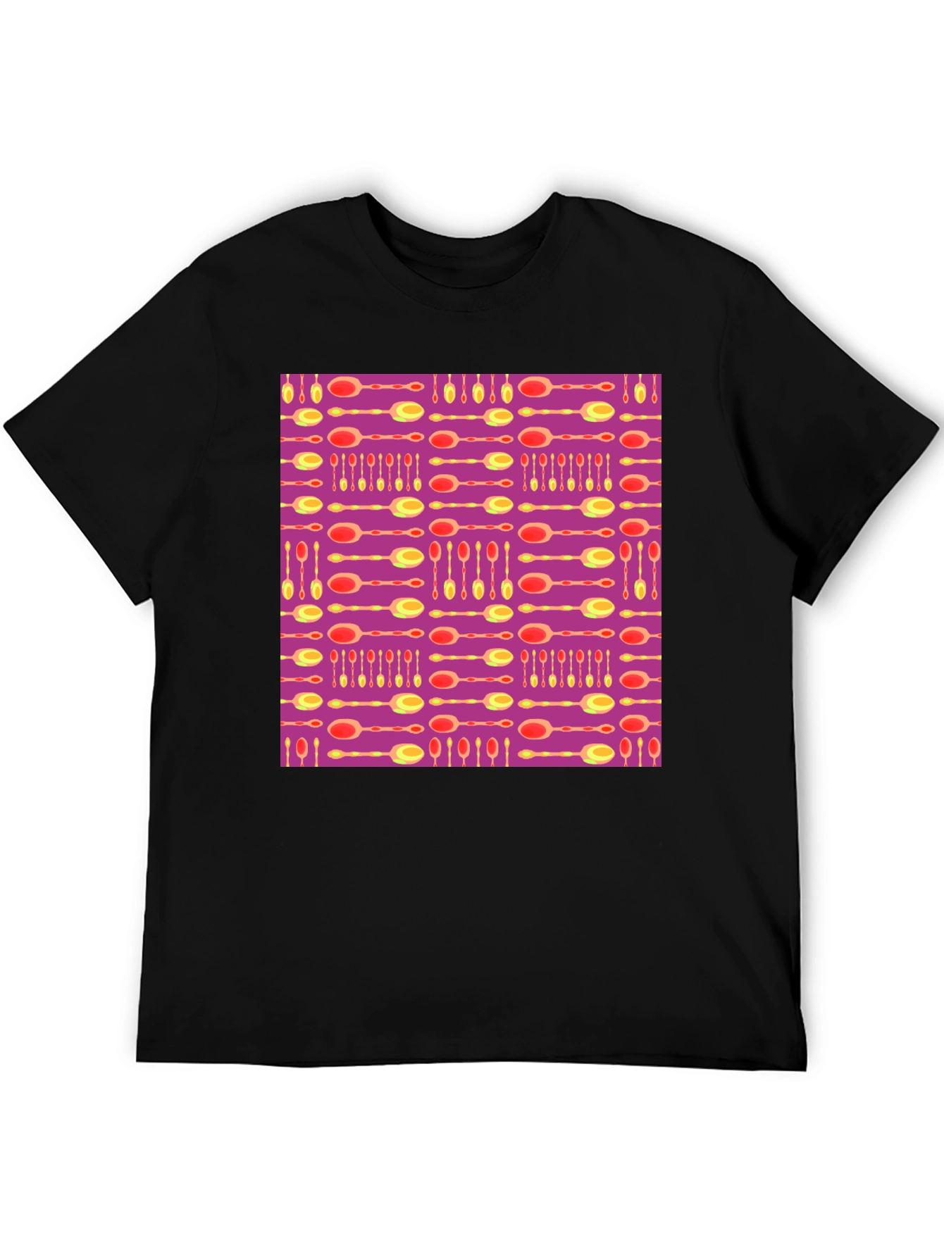Funky Spoon Print Black T-Shirt