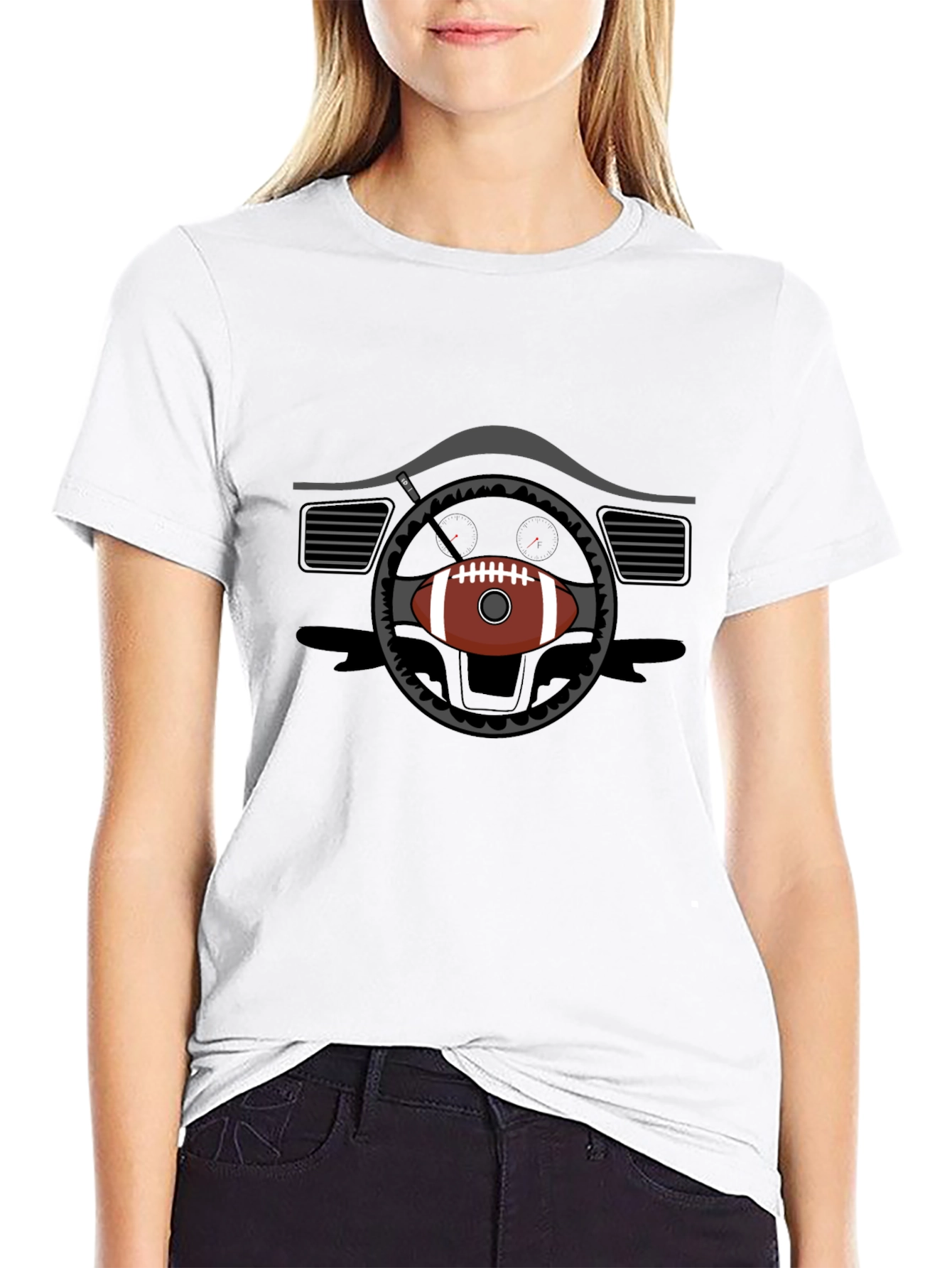Football Steering Wheel Graphic Tee