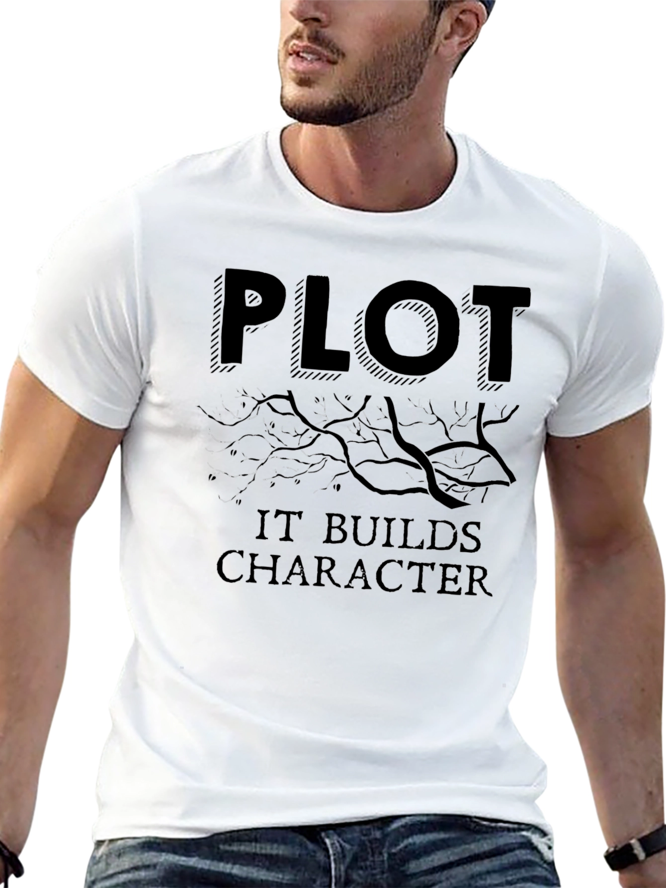 Plot Builds Character Black T-Shirt