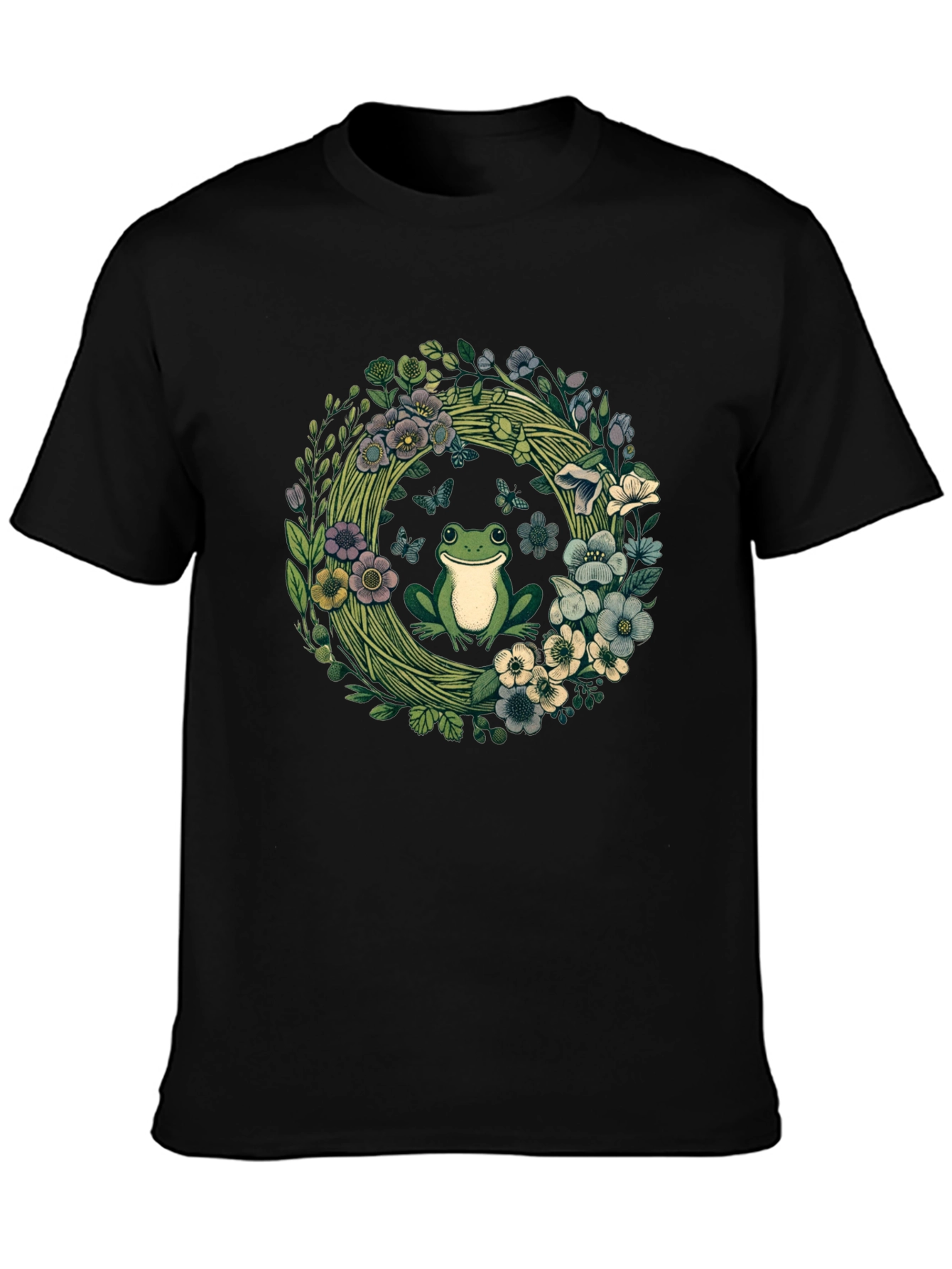 Frog Floral Wreath Graphic Tee
