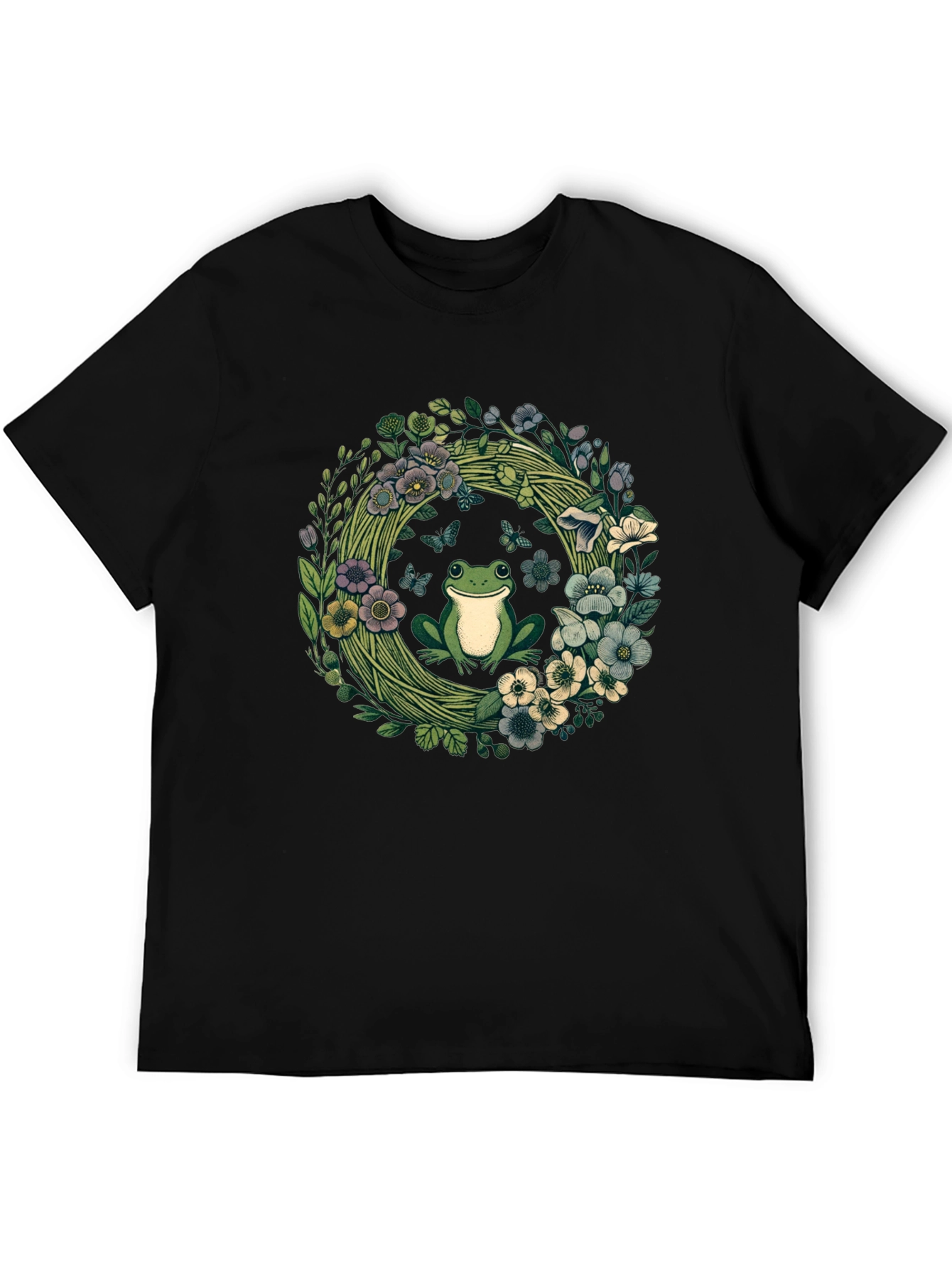 Frog Floral Wreath Graphic Tee