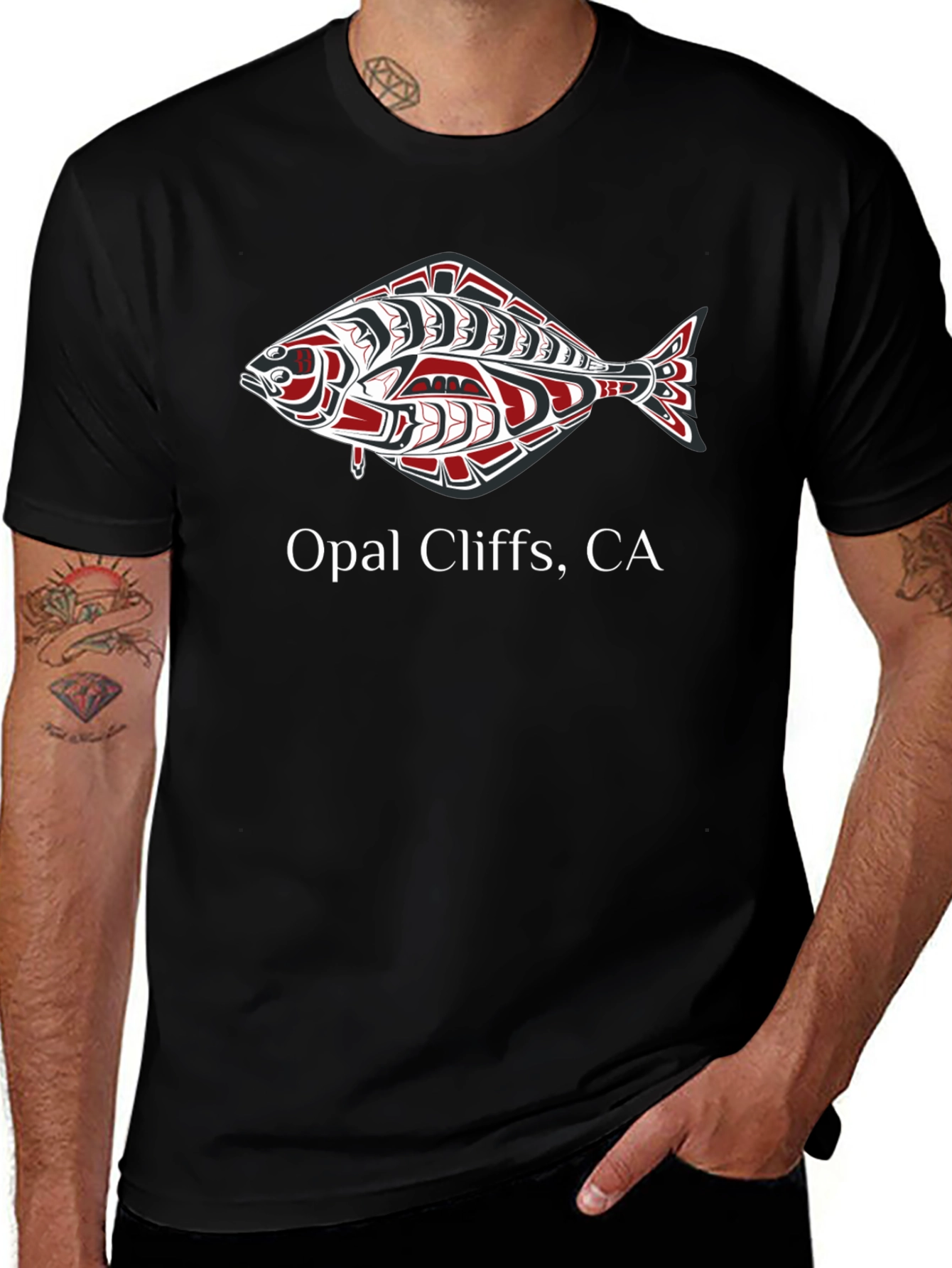 Opal Cliffs CA Fish Graphic T-Shirt