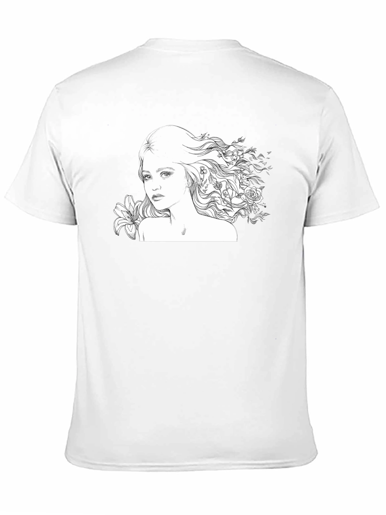 Floral Woman Graphic Tee - Black Cotton Blend