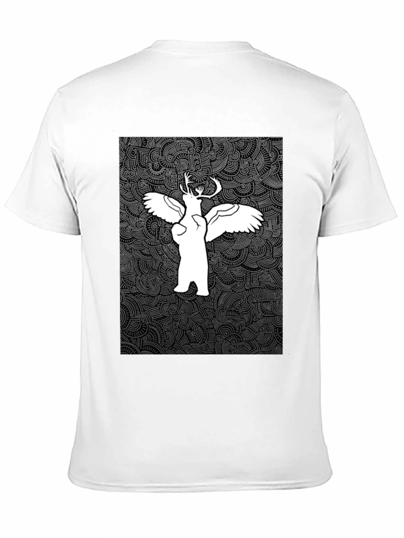 Unique Graphic Print Tee - Bear Deer Angel Fusion