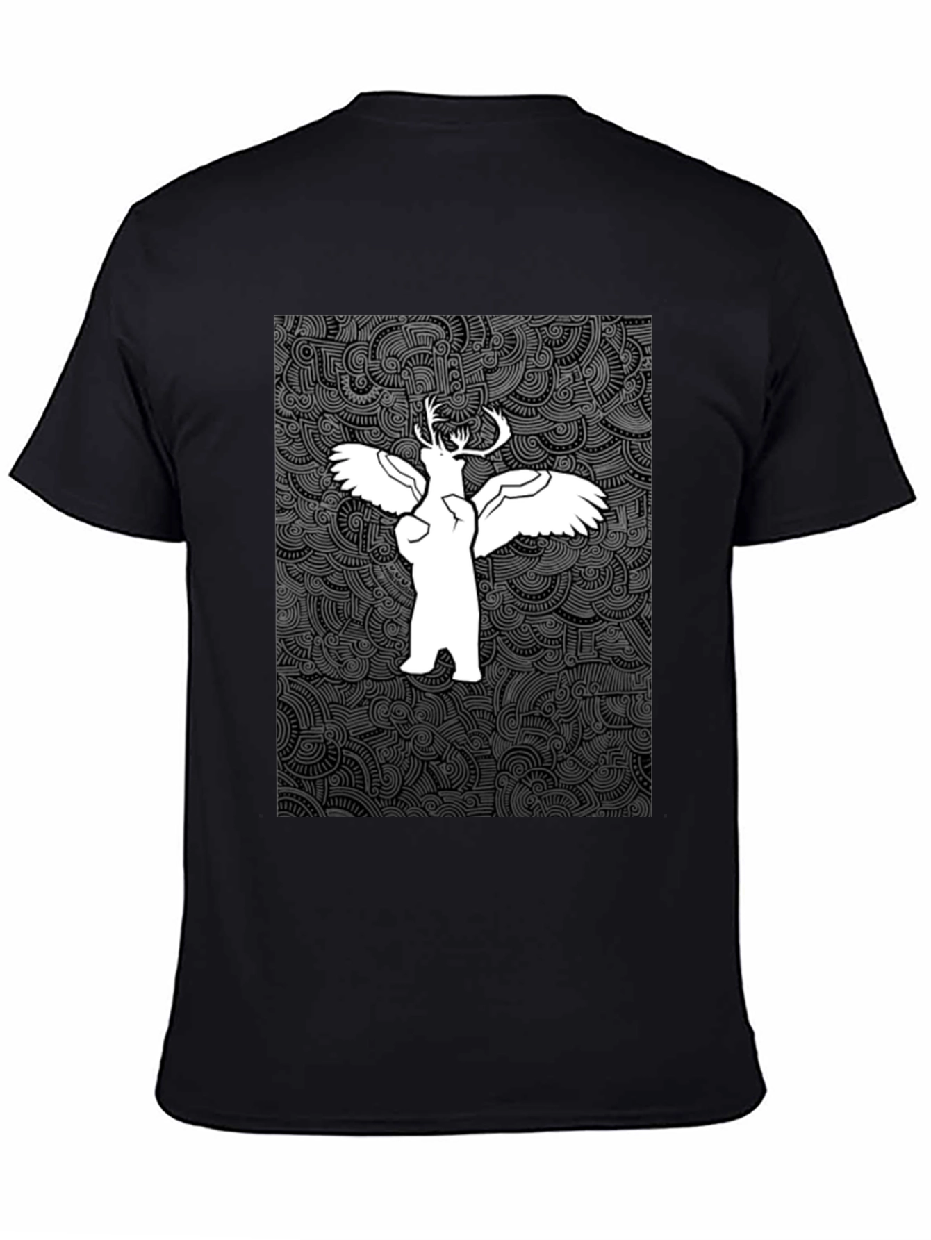 Unique Graphic Print Tee - Bear Deer Angel Fusion