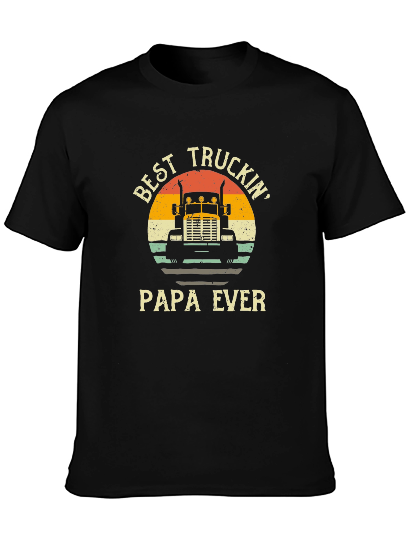 Best Truckin Papa Ever Black T-Shirt