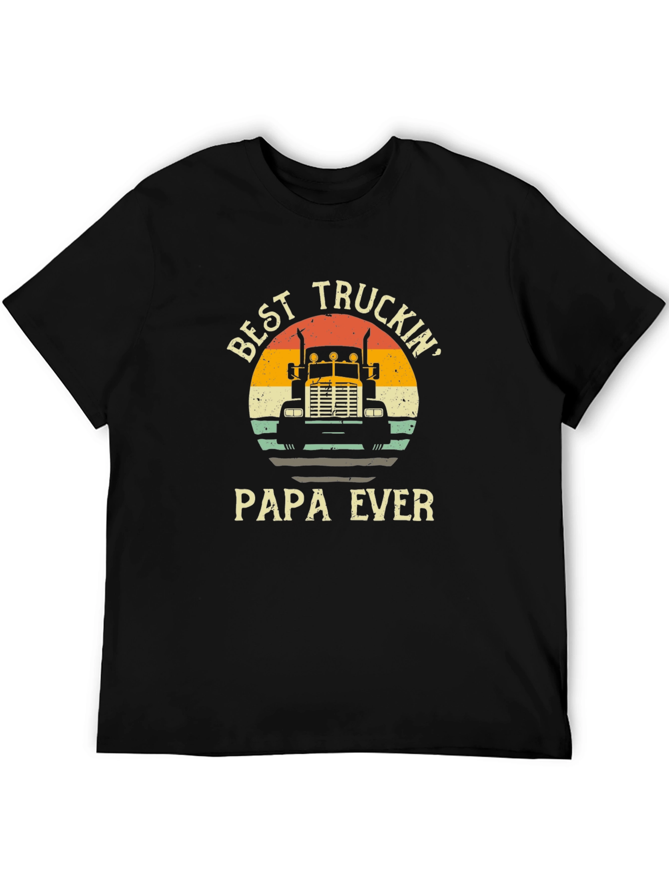 Best Truckin Papa Ever Black T-Shirt