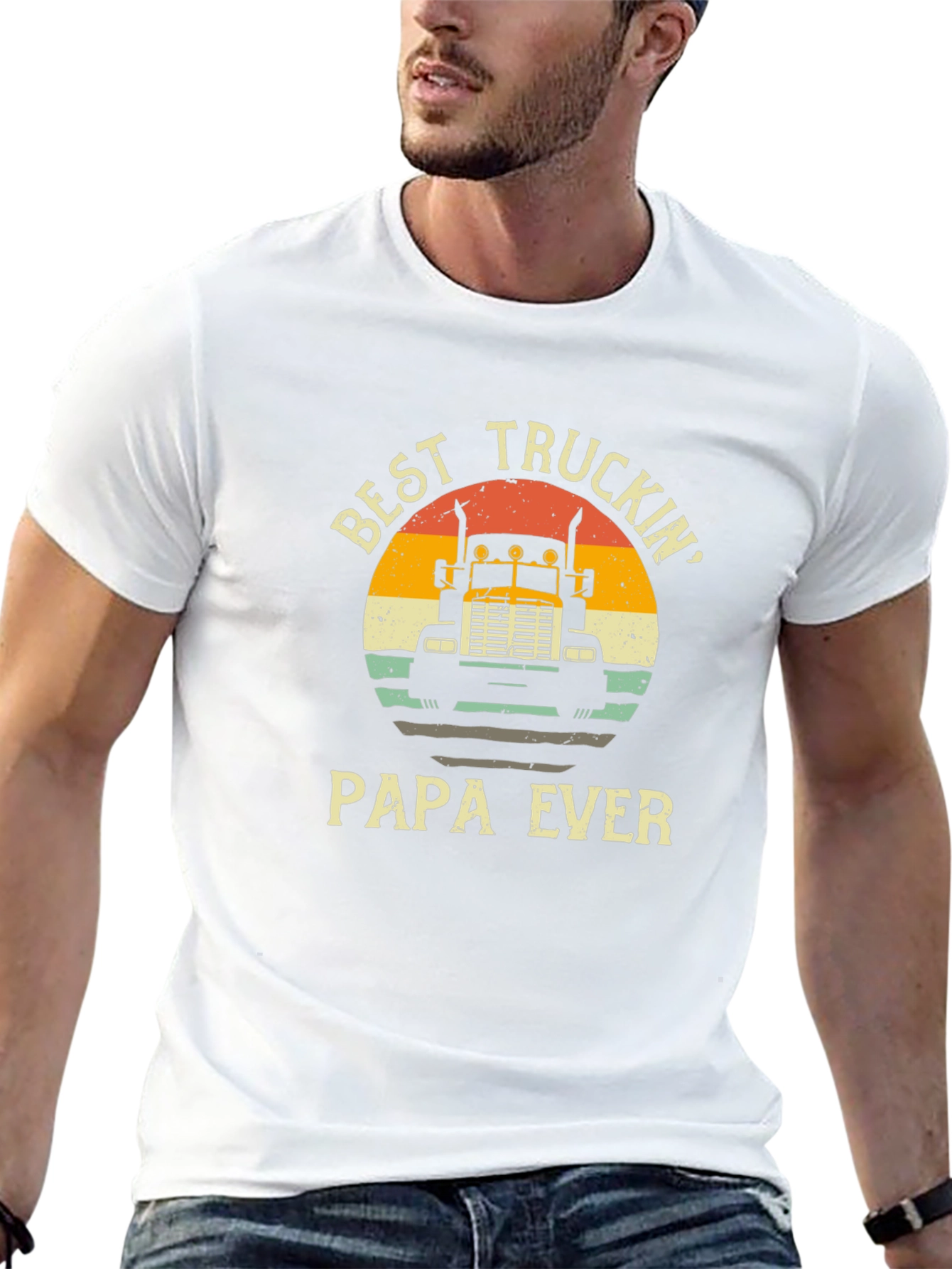 Best Truckin Papa Ever Black T-Shirt