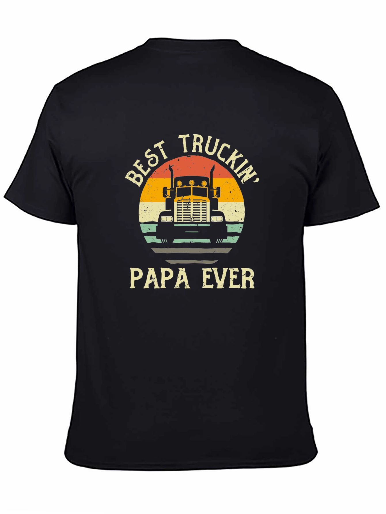 Best Truckin Papa Ever Black T-Shirt