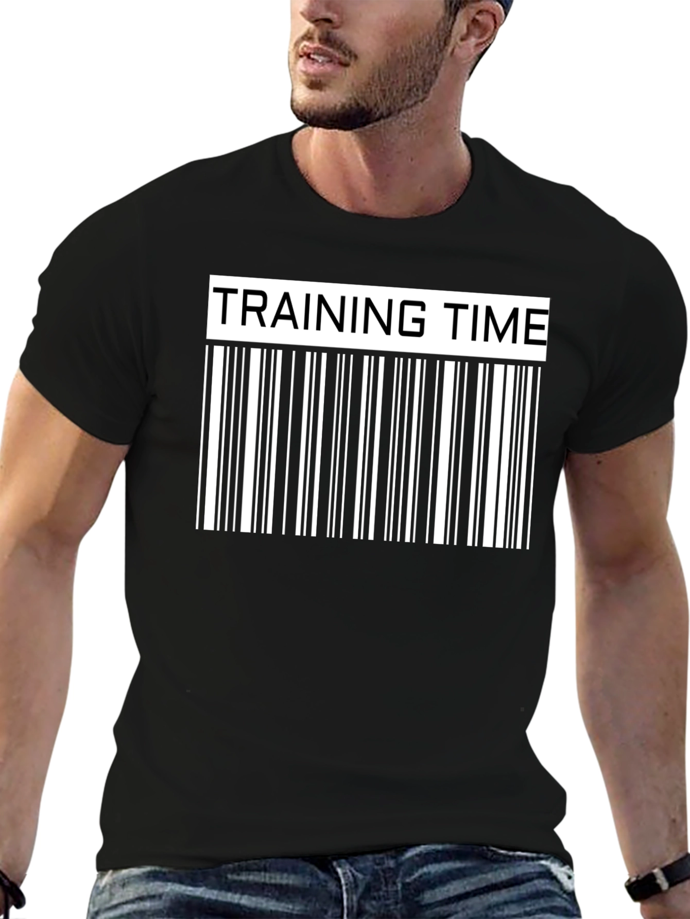 Training Time Barcode Graphic Tee - Black