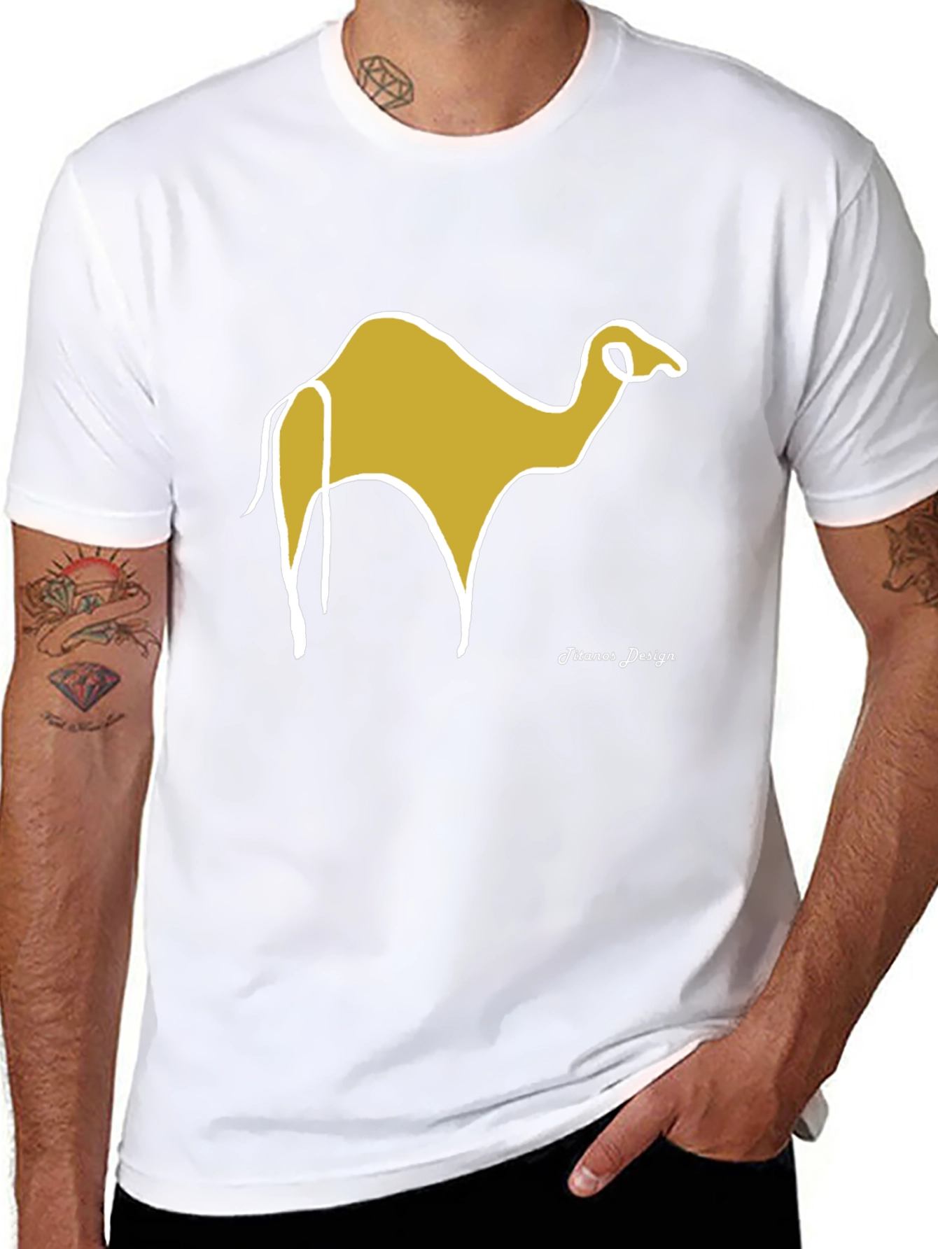 Camel Graphic Tee - Black Cotton Casual