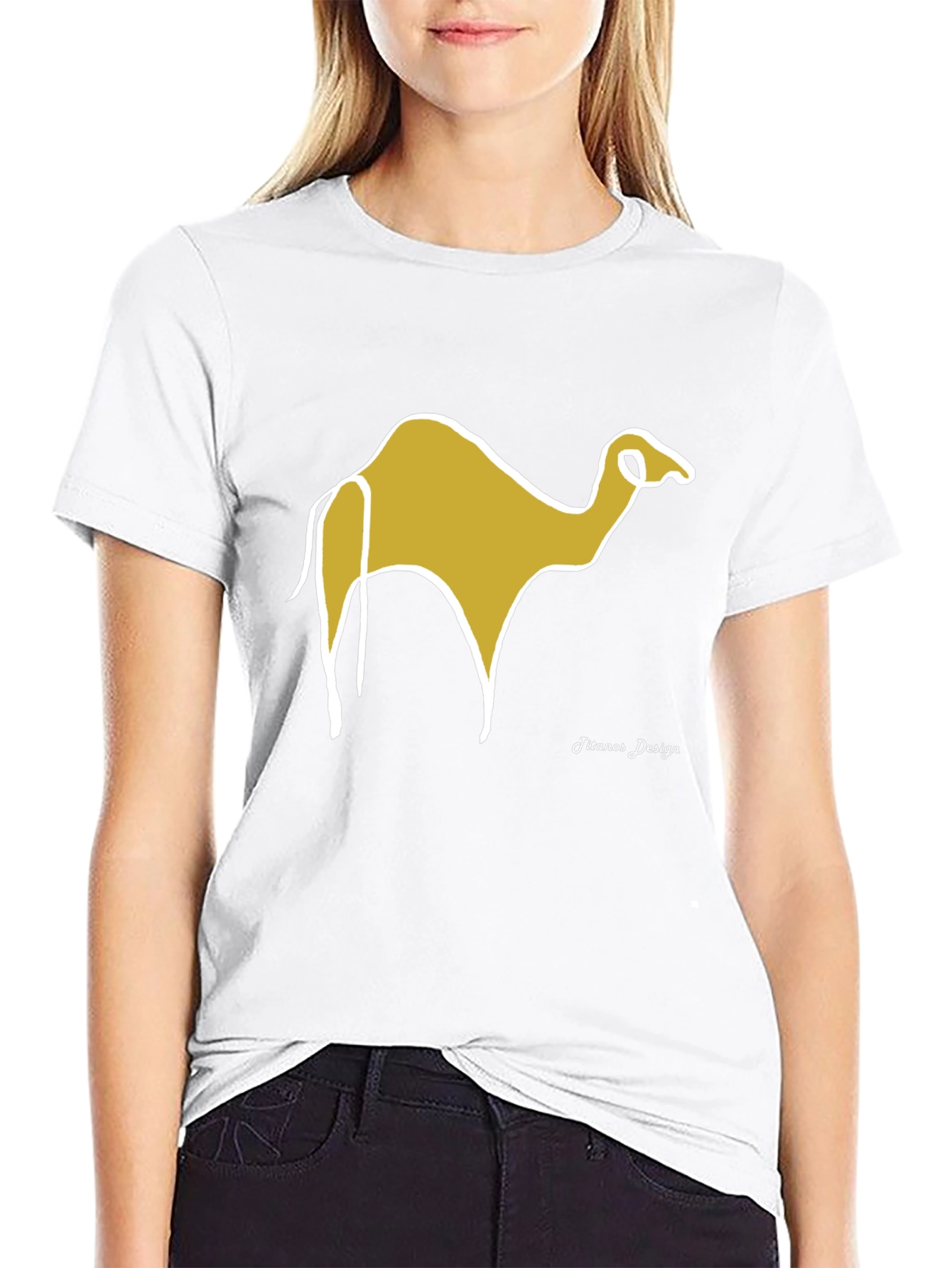 Camel Graphic Tee - Black Cotton Casual