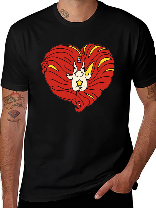 Unicorn Heart Graphic Tee - Mens Black T-Shirt