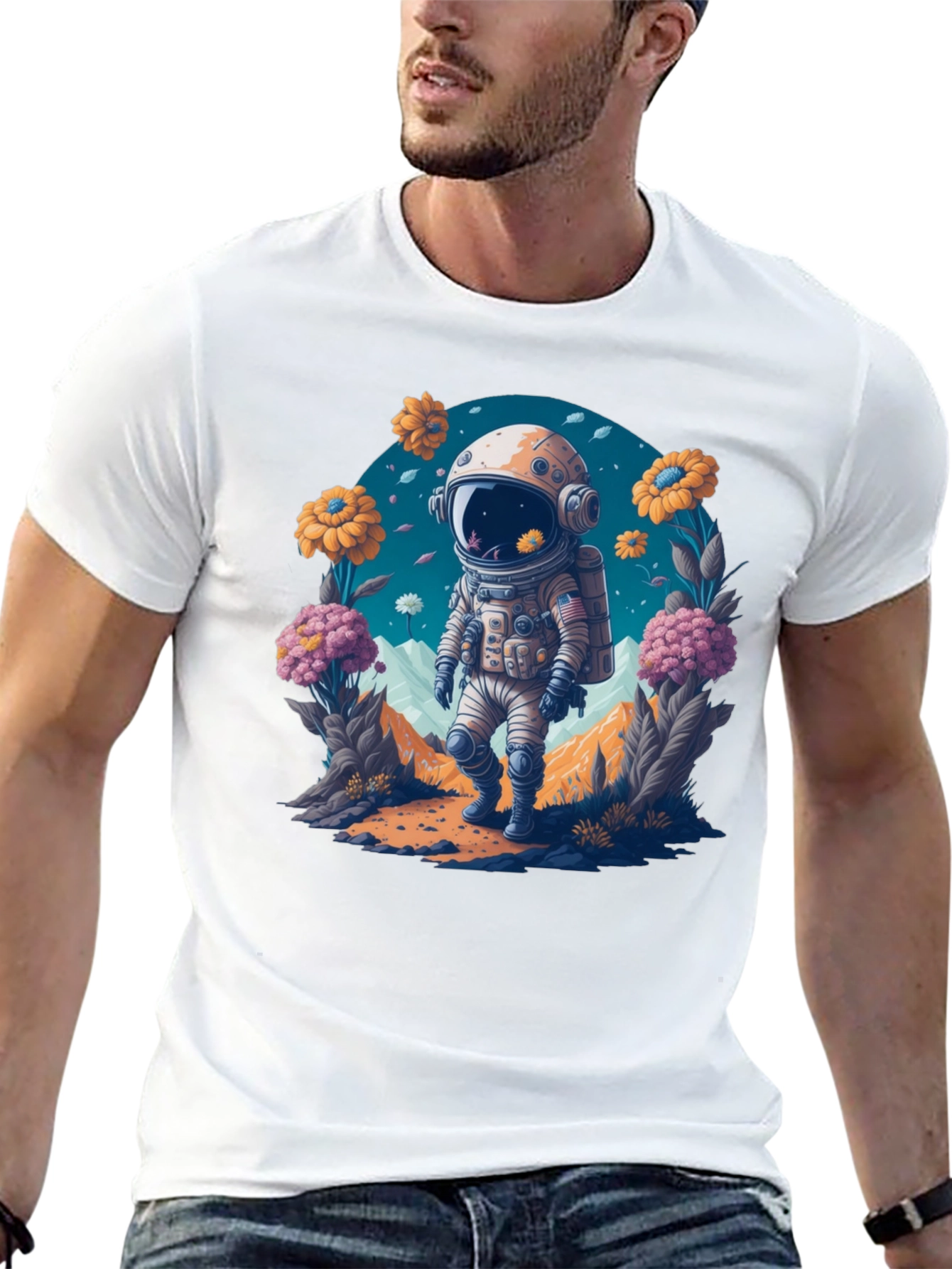 Astronaut in Bloom T-Shirt - Space Adventure Apparel