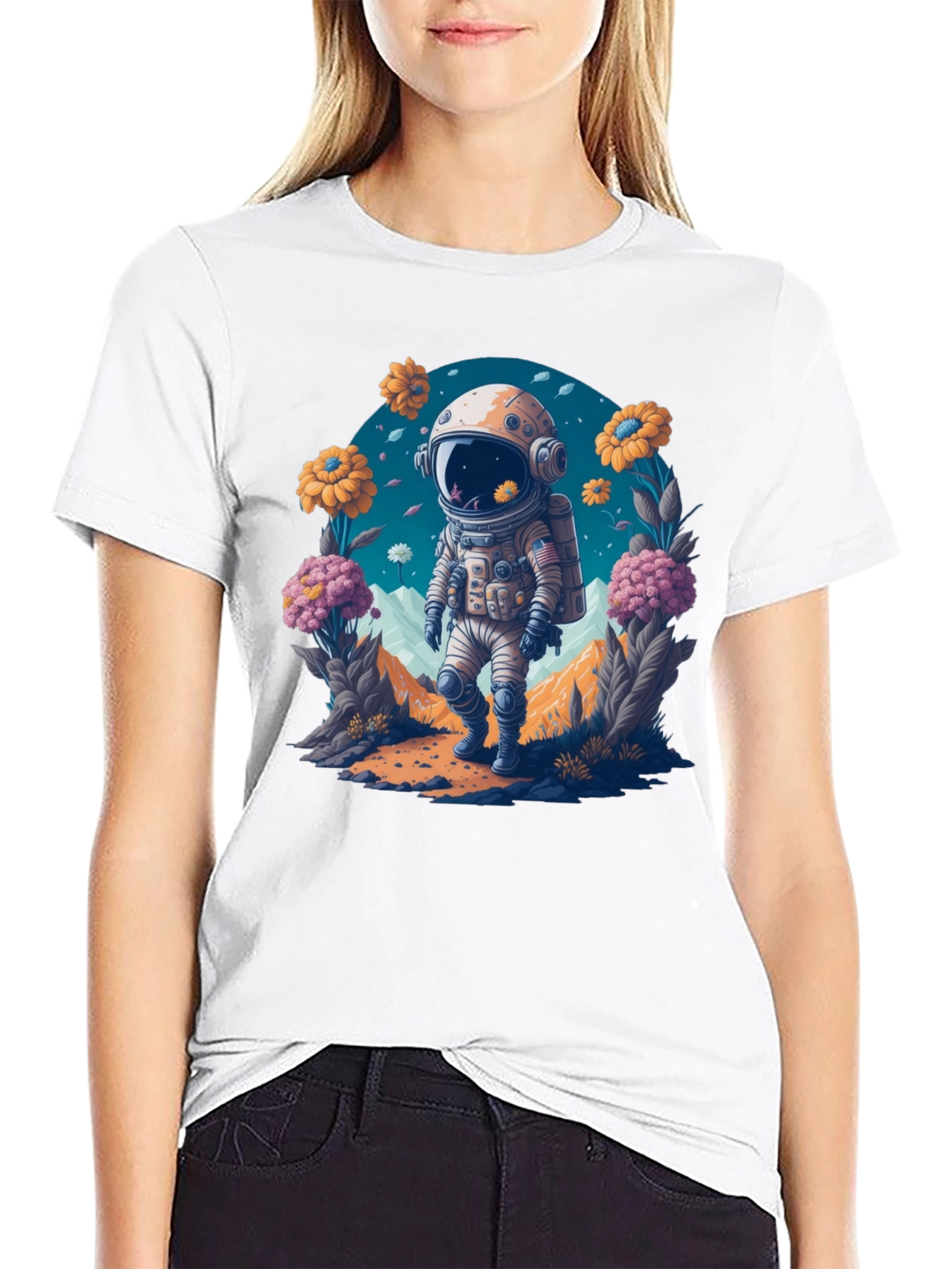 Astronaut in Bloom T-Shirt - Space Adventure Apparel