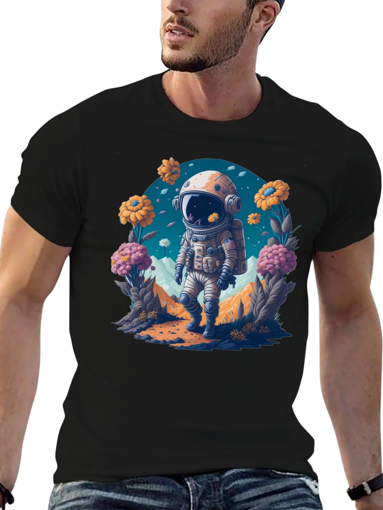 Astronaut in Bloom T-Shirt - Space Adventure Apparel