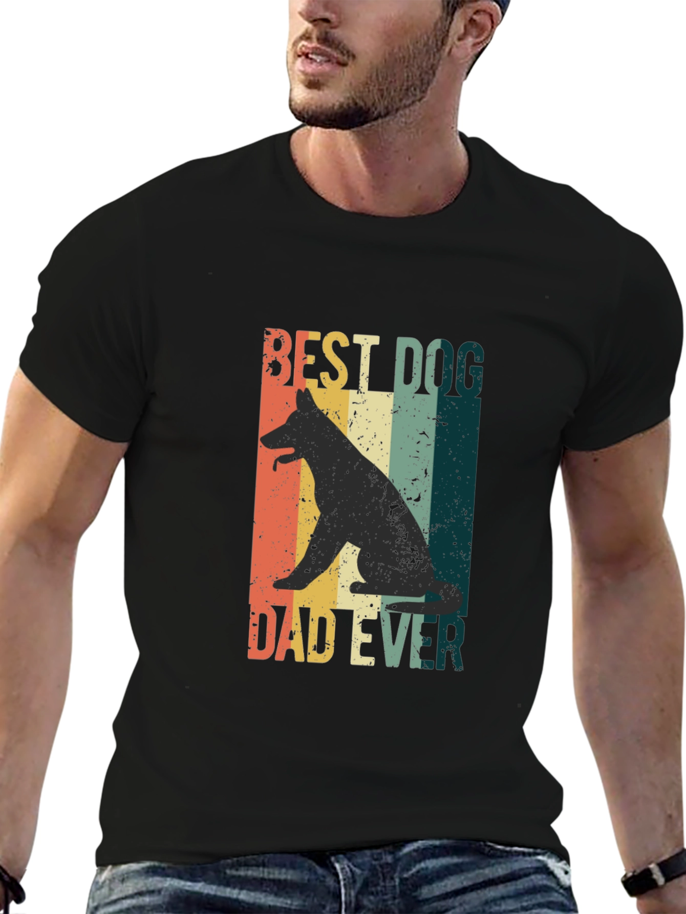 Best Dog Dad Ever Graphic Tee - Black