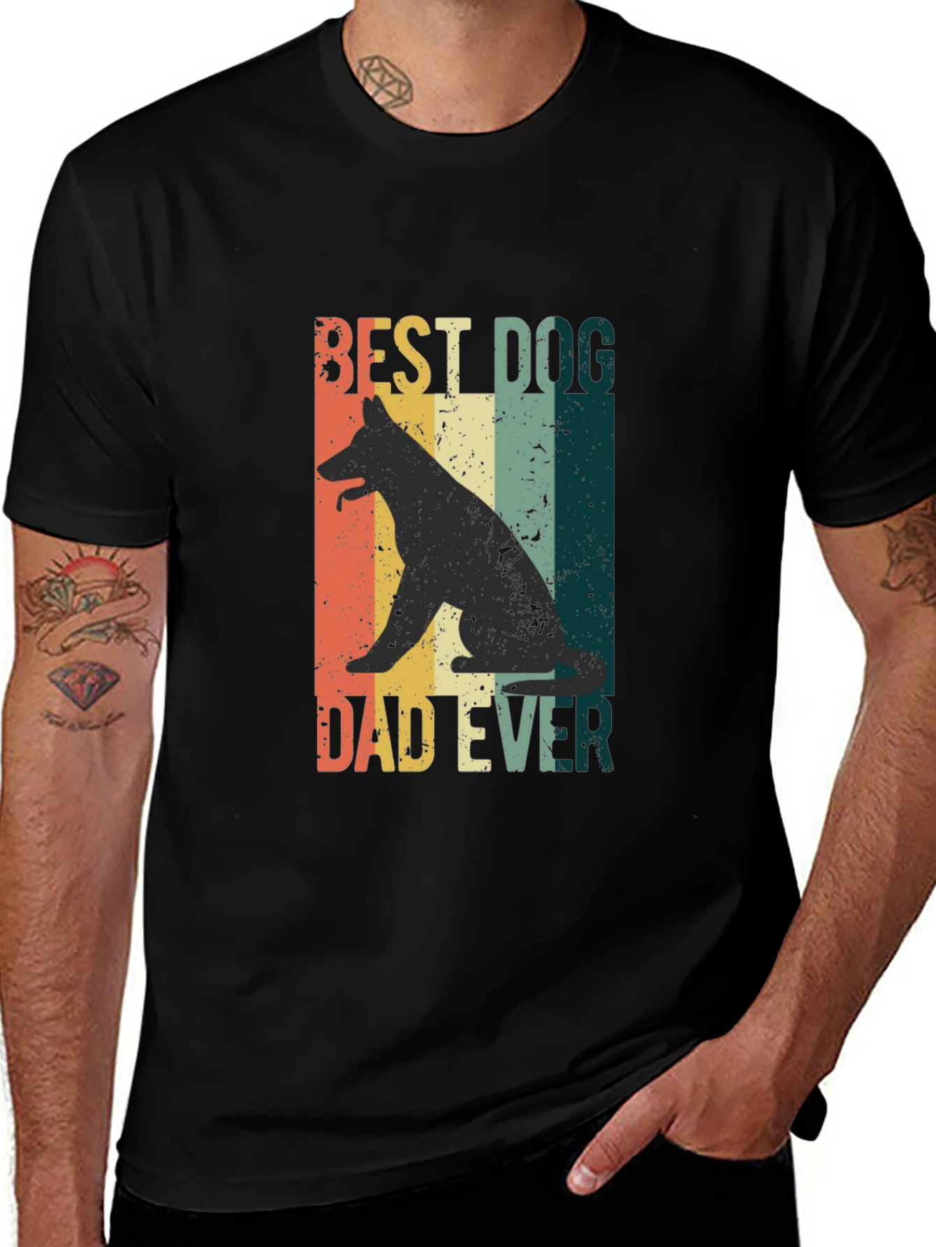 Best Dog Dad Ever Graphic Tee - Black