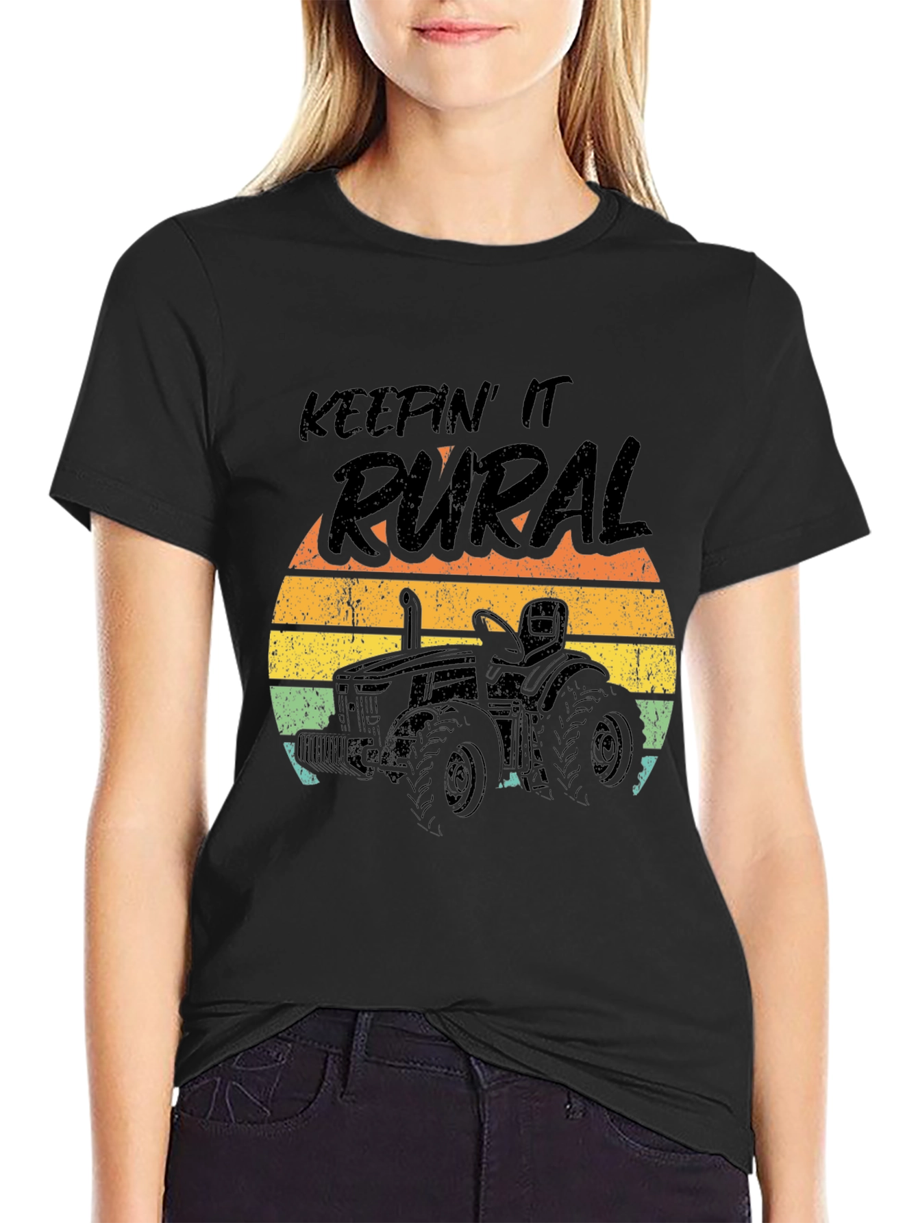 Keepin It Rural Tractor Graphic Tee - Black