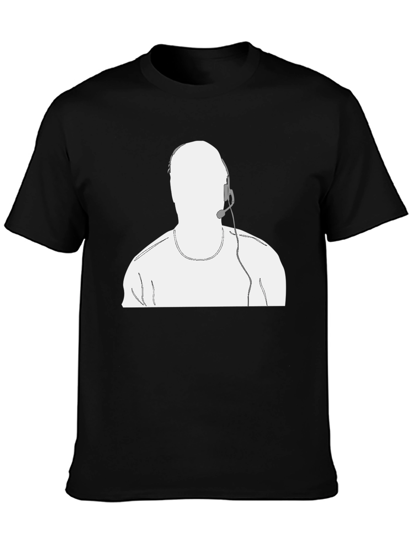 Black T-Shirt with Headset Graphic