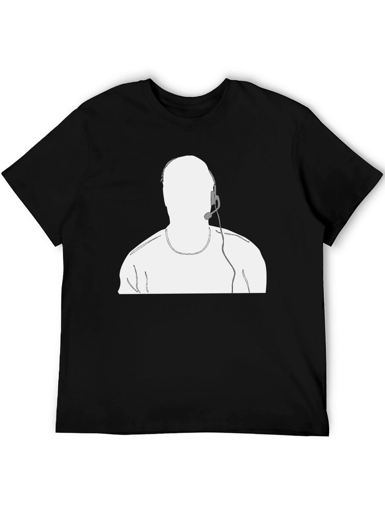 Black T-Shirt with Headset Graphic