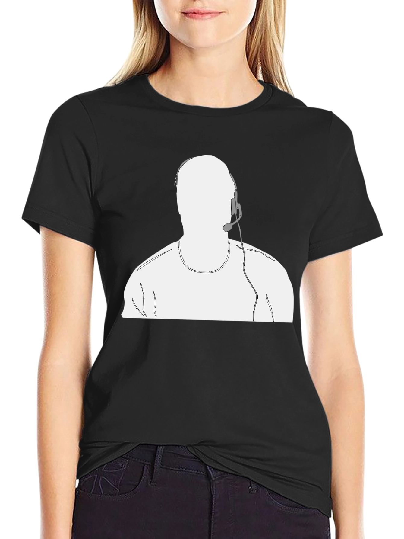 Black T-Shirt with Headset Graphic