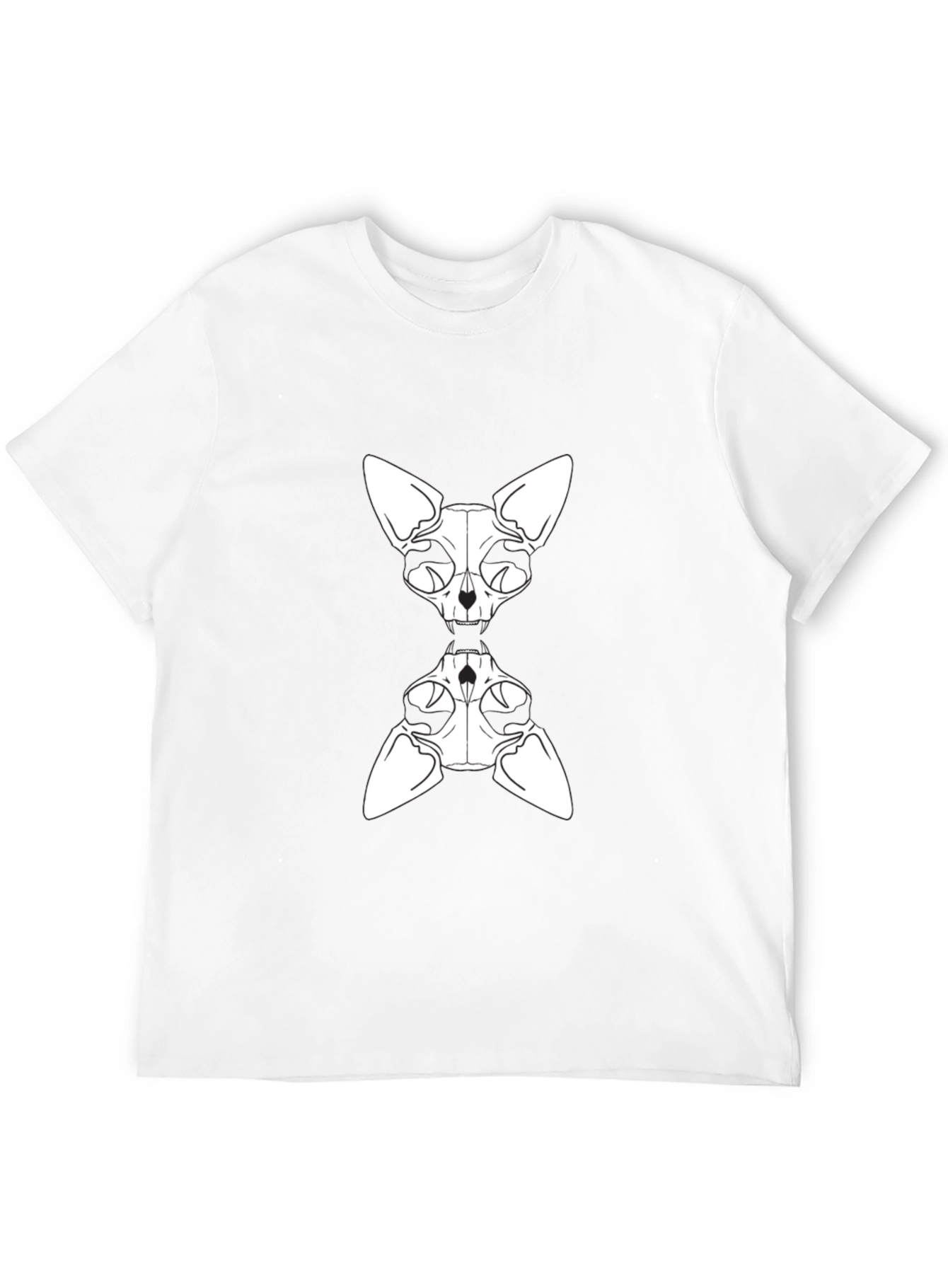 Sphynx Cat Skeleton Graphic Tee - Black