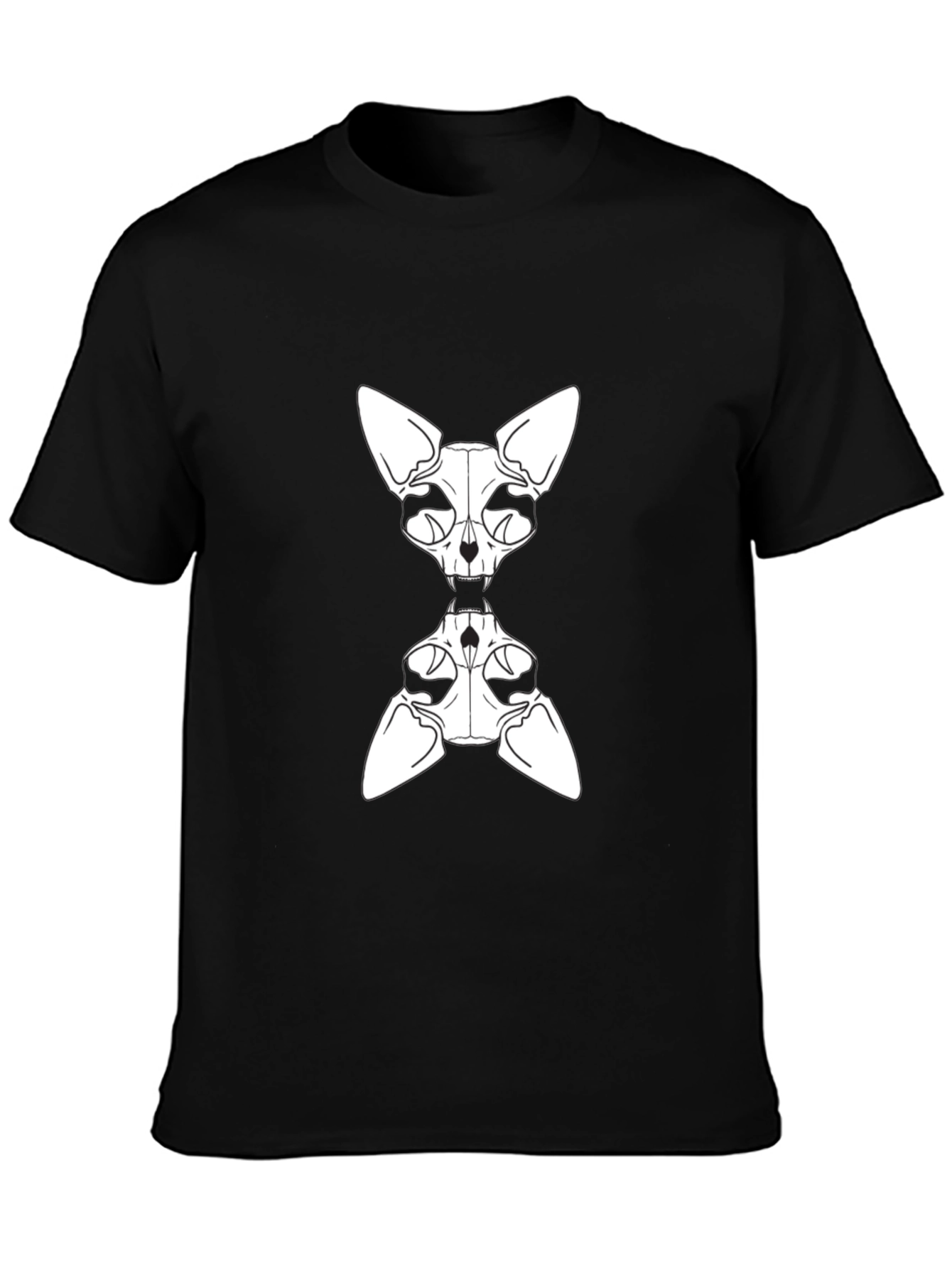 Sphynx Cat Skeleton Graphic Tee - Black