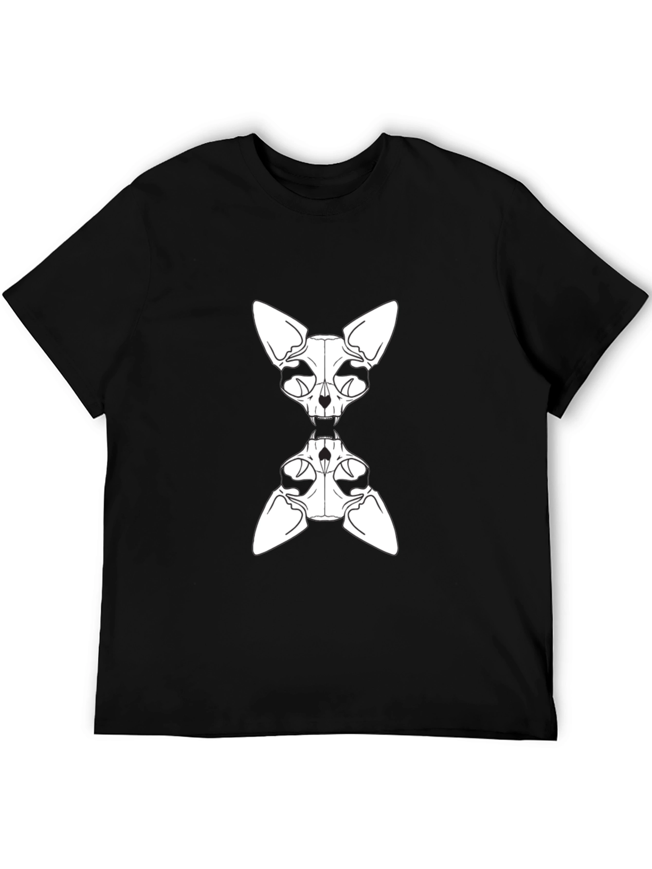 Sphynx Cat Skeleton Graphic Tee - Black
